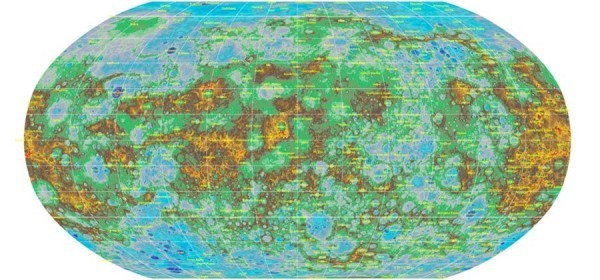 美国地质调查局公布首张完整水星地形图