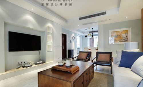 小客厅简约又背景电视时尚户型墙装修效果图大全昆明玉兰墙纸图片